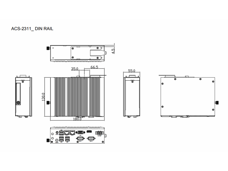 ACS-2311 (4G 64G) - Komputer przemysłowy BOX PC, z opcją montażu na szynie DIN, Intel Celeron 4-rdzeniowy